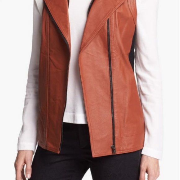 Mural Art Has No Boundaries Leather Vest XSmall Cognac Brown - Picture 3 of 5